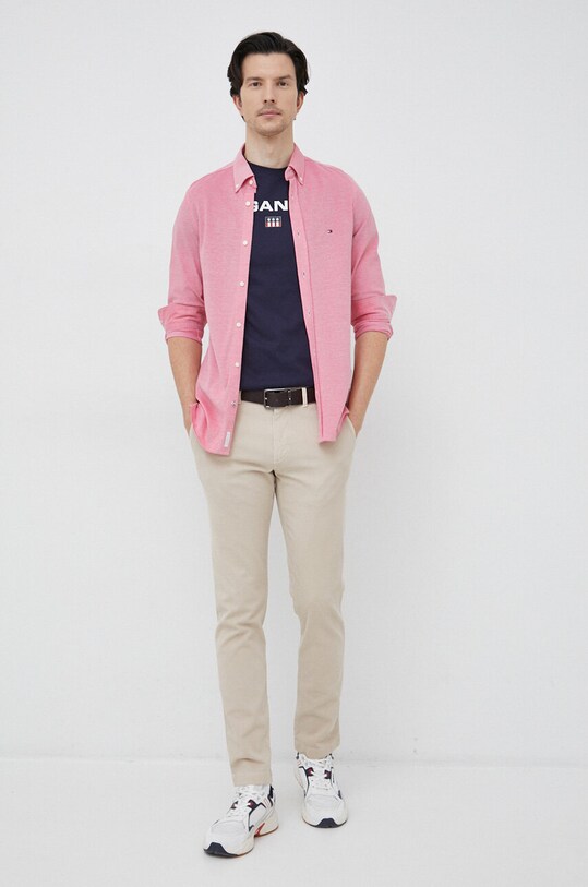Tommy Hilfiger cămașă din bumbac MW0MW30675.PPYX rosu SS24
