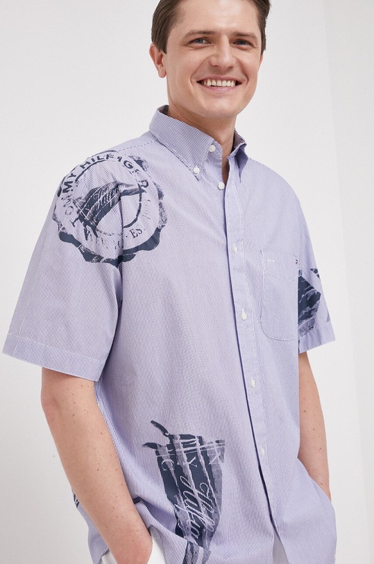 Tommy Hilfiger koszula bawełniana MW0MW31441.PPYX niebieski