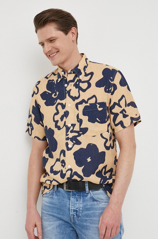 Plátěná košile Tommy Hilfiger námořnická modř MW0MW30912.PPYX