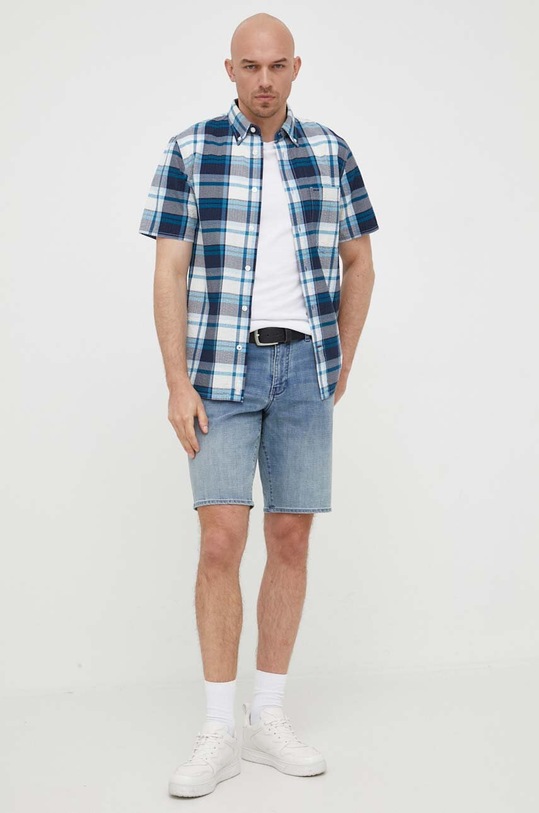 Βαμβακερό πουκάμισο Tommy Hilfiger κανονικό σκούρο μπλε MW0MW30701.PPYX