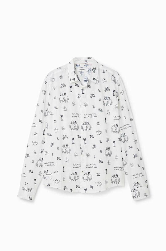 Desigual camasa din bumbac 23SMCW16 alb