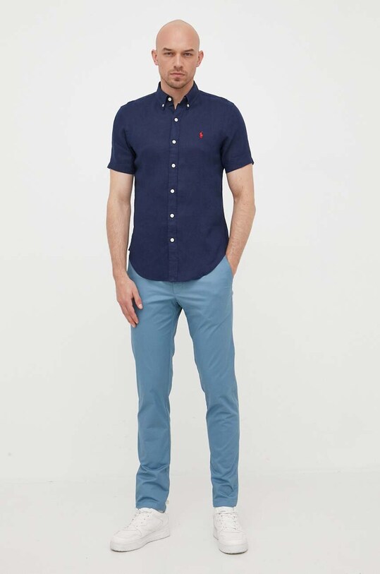 Polo Ralph Lauren koszula lniana 710795453 granatowy SS23