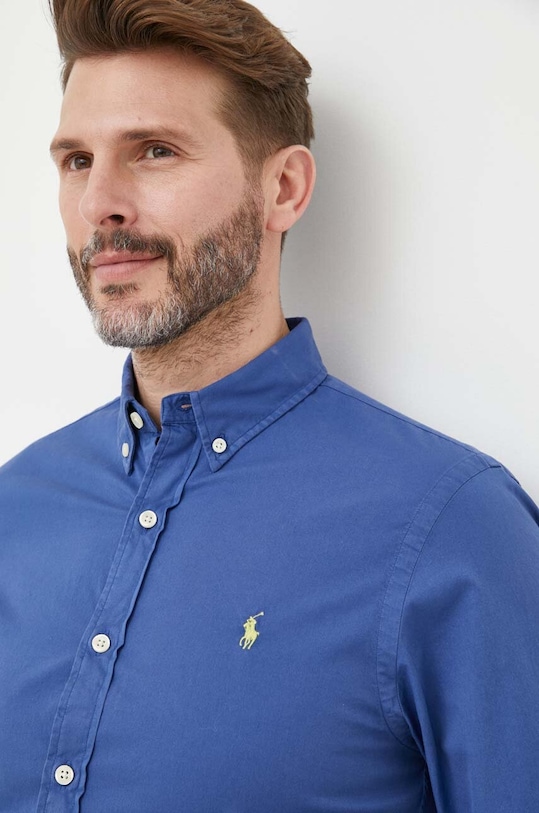 Βαμβακερό πουκάμισο Polo Ralph Lauren μπλε 710906936