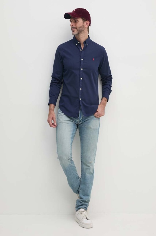 Odzież Polo Ralph Lauren koszula bawełniana 710906936 granatowy