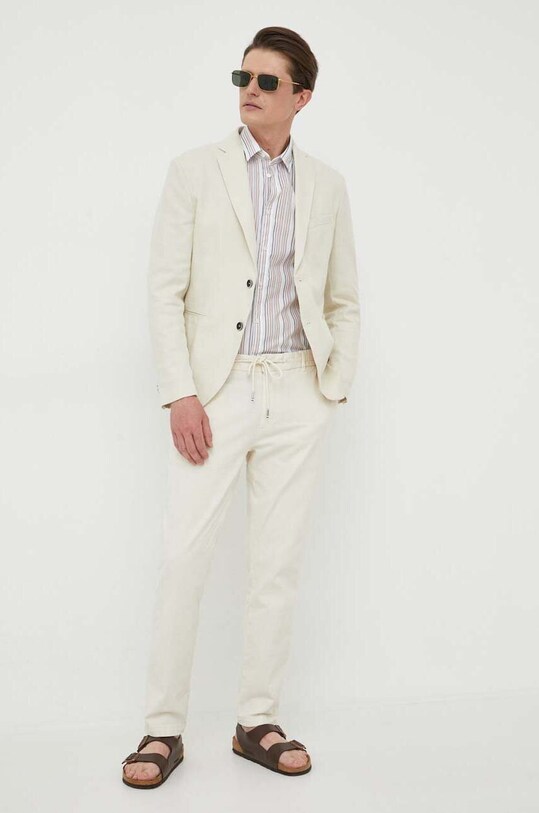 Oblečenie Bavlnená košeľa Sisley 5H71SQ022.921 béžová