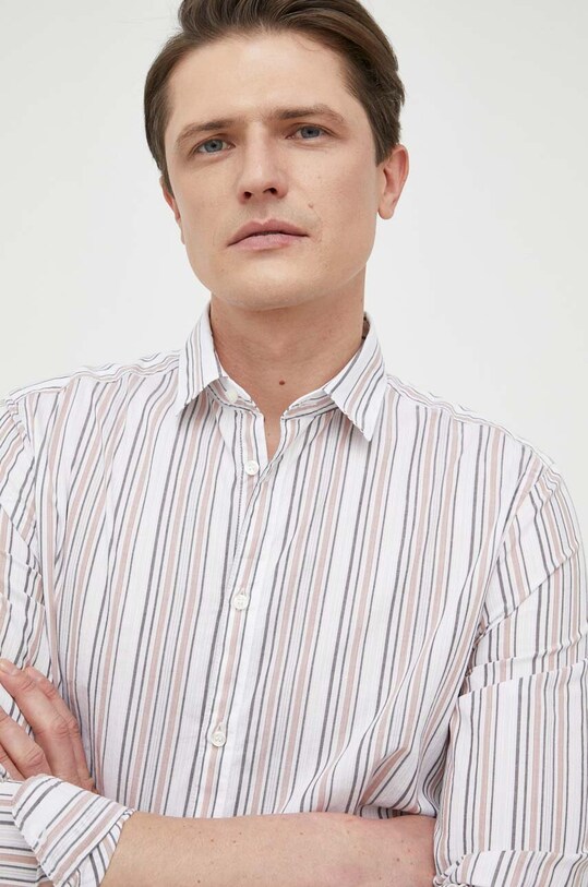 Bavlnená košeľa Sisley 5H71SQ022.921 béžová