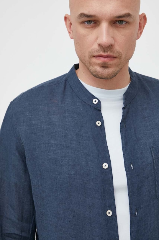 Льняная рубашка United Colors of Benetton casual тёмно-синий 5BKU5QL08.904