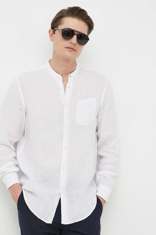Ľanová košeľa United Colors of Benetton 5BKU5QL08.101 biela