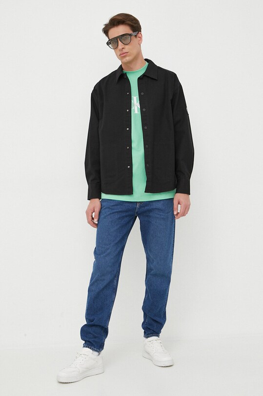 Ρούχα Βαμβακερό πουκάμισο Calvin Klein Jeans J30J322951.PPYX μαύρο