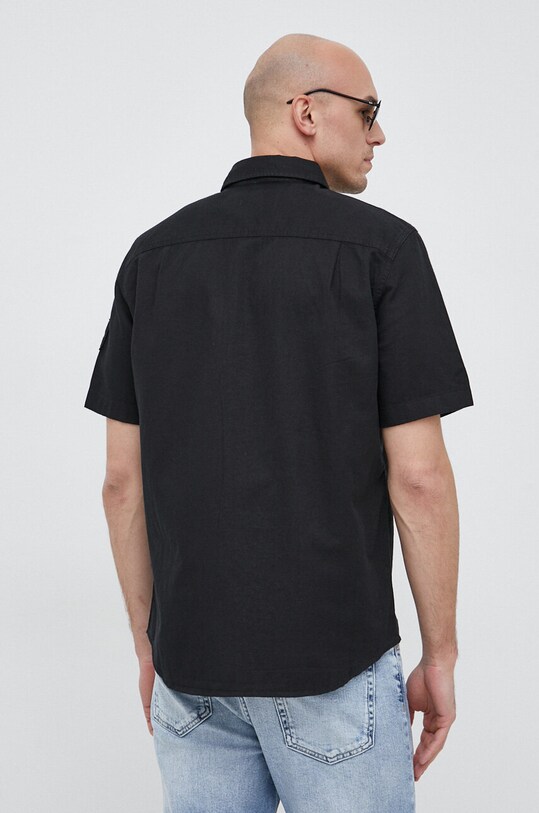 Odzież Calvin Klein Jeans koszula z domieszką lnu J30J322948.PPYX czarny