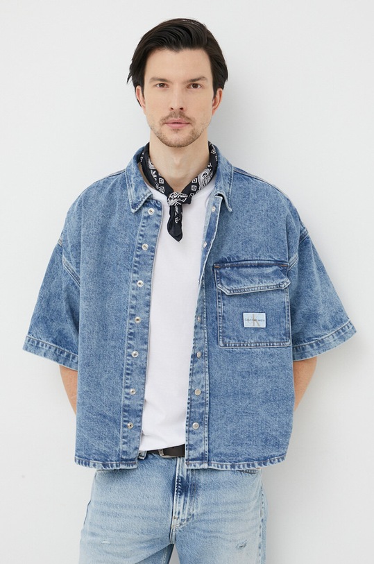 Calvin Klein Jeans koszula jeansowa J30J322775.PPYX niebieski