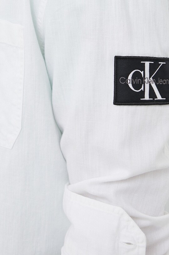 Calvin Klein Jeans koszula z domieszką lnu J30J322953.PPYX biały SS23