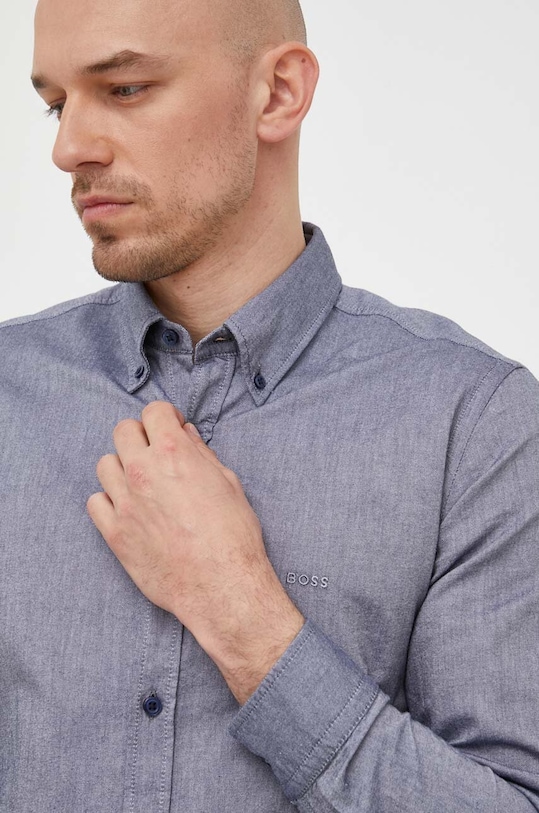 Bavlnená košeľa BOSS BOSS ORANGE 50489341 tmavomodrá