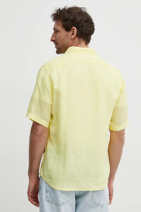 Oblečení Lněná košile BOSS ORANGE 50489345 žlutá