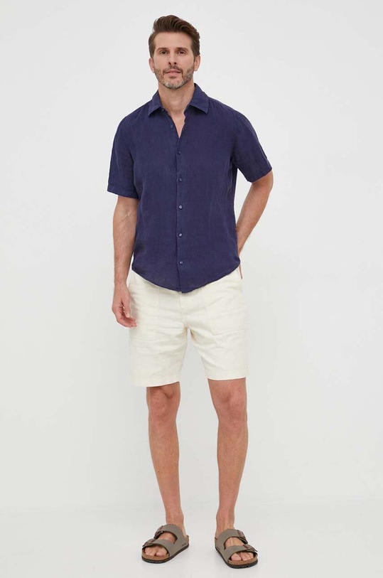 BOSS koszula lniana BOSS ORANGE 50489345 granatowy SS24