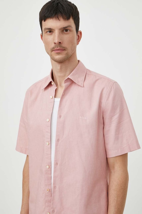 Bavlnená košeľa BOSS BOSS ORANGE ružová 50489351