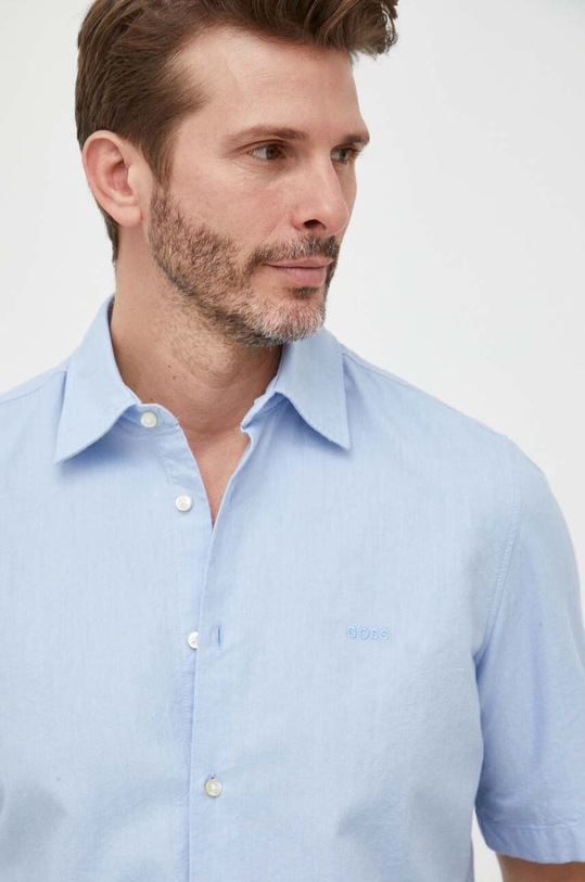 BOSS cămașă din bumbac ORANGE albastru 50489351