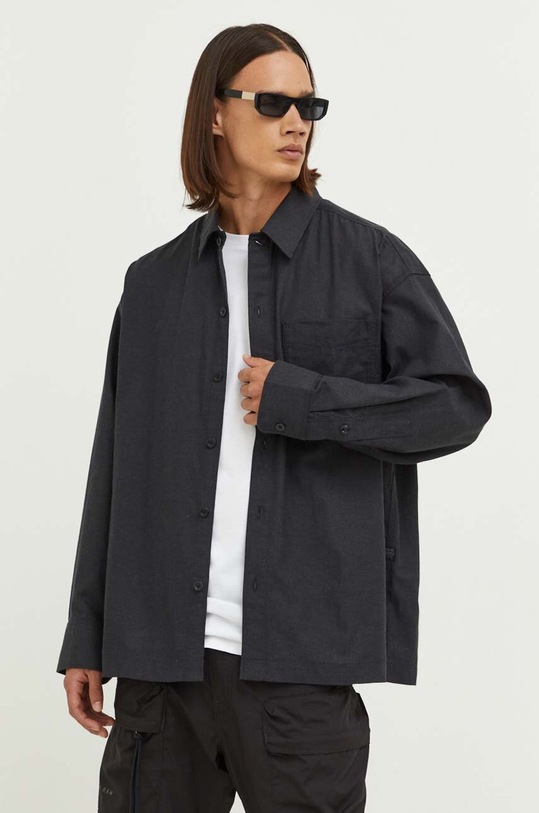 G-Star koszula z domieszką lnu klasyczny czarny D23007.D123