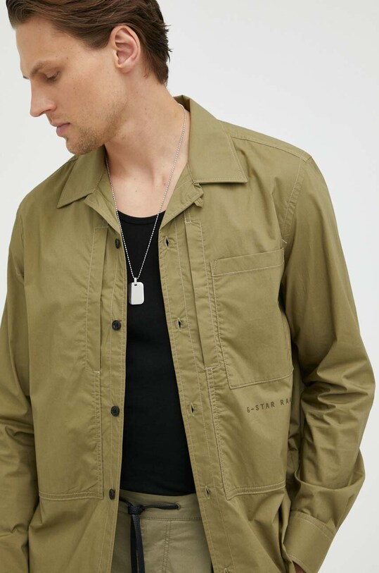 Βαμβακερό πουκάμισο G-Star Raw μακρύ πράσινο D22975.4481