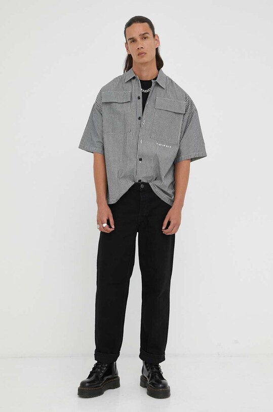 Памучна риза G-Star Raw райе тъмносин D22951.D322