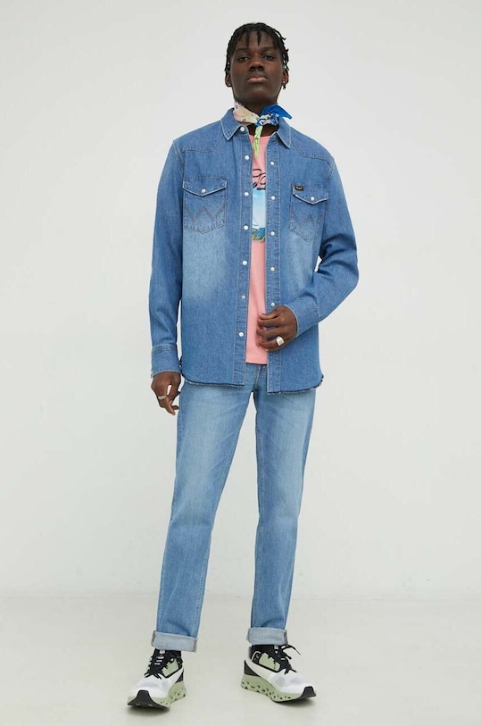 Odzież Wrangler koszula jeansowa W5D1EM32F niebieski