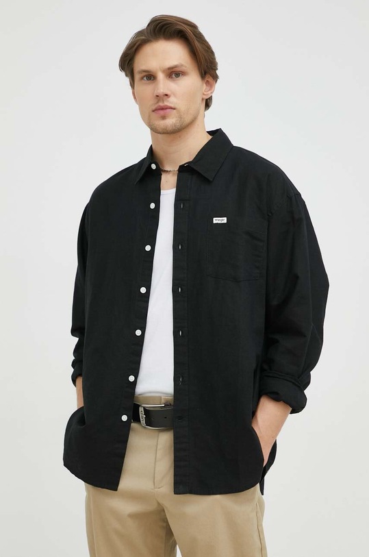 Wrangler koszula lniana klasyczny czarny W5D6LO100