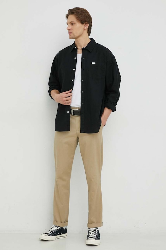Odzież Wrangler koszula lniana W5D6LO100 czarny