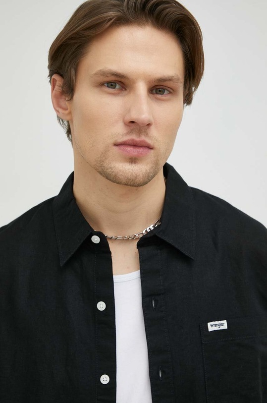 Wrangler koszula lniana W5D6LO100 czarny