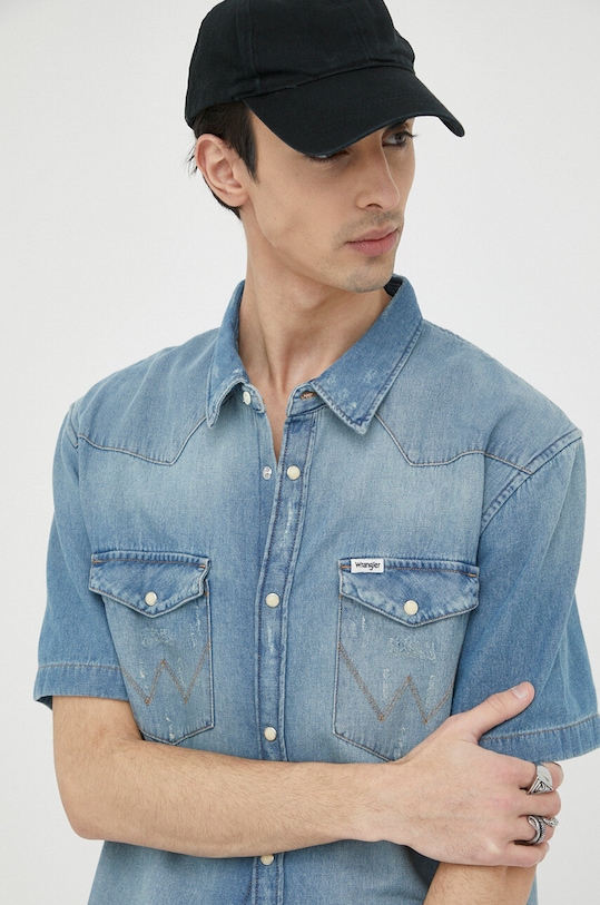 Wrangler camicia di jeans W5H8LWZ53 blu