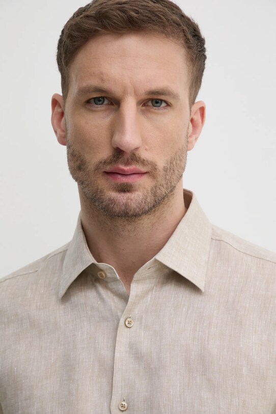 BOSS camasa de in bej 50490234