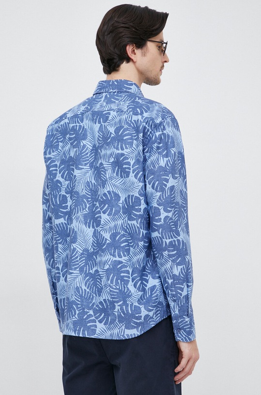 Odzież BOSS koszula z domieszką lnu 50490445 niebieski