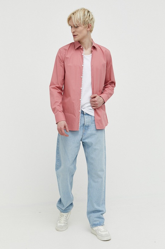 Odzież HUGO koszula bawełniana 50489845 różowy