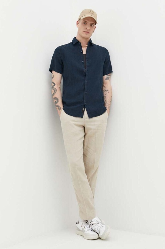 Сорочка з льону Superdry M4010608A.11S темно-синій SS23