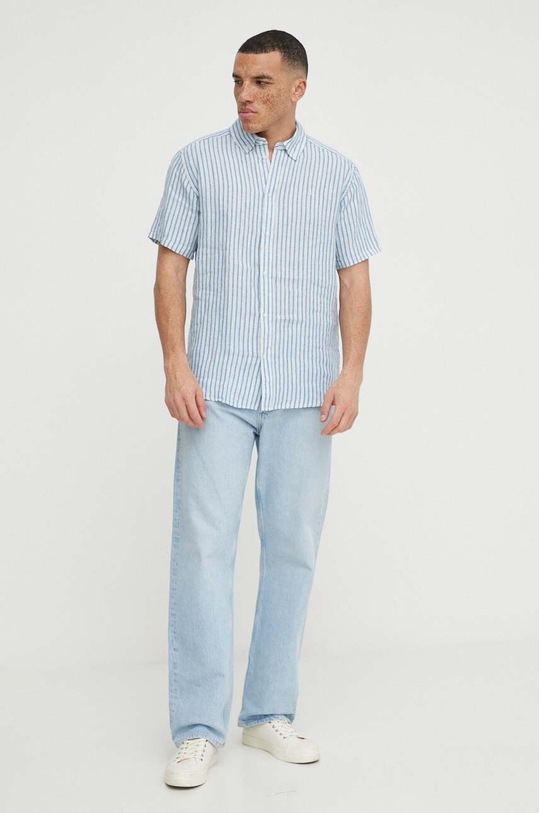 Oblečení Lněná košile Les Deux LDM401053 modrá