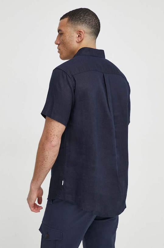 Сорочка з льону Les Deux темно-синій LDM401053