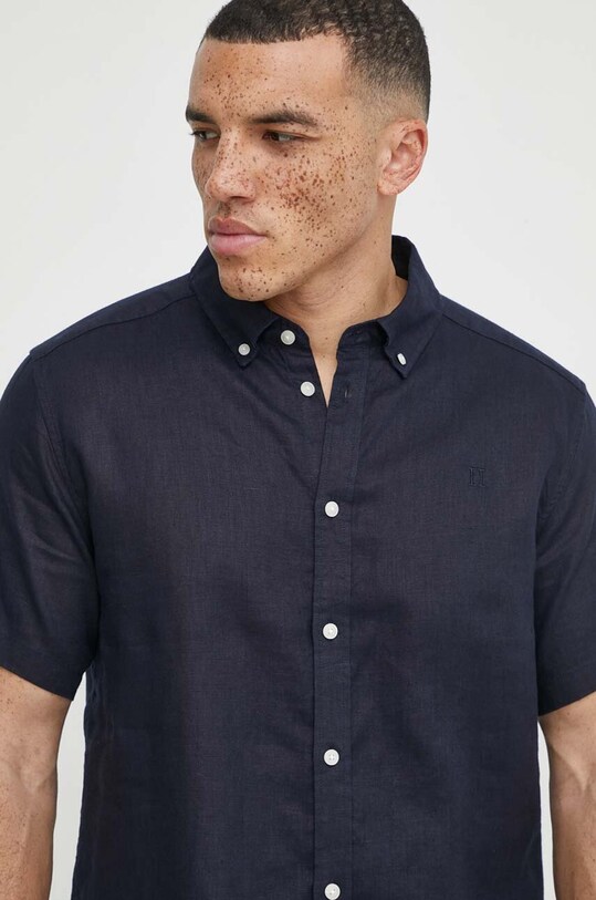 Сорочка з льону Les Deux LDM401053 темно-синій