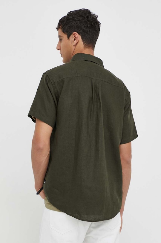 Ľanová košeľa Les Deux LDM401053 zelená SS25