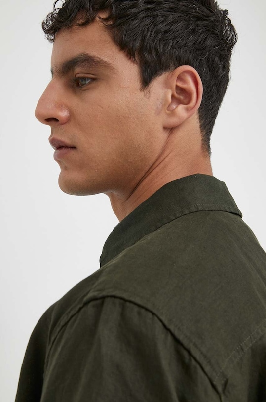 Ľanová košeľa Les Deux zelená LDM401053