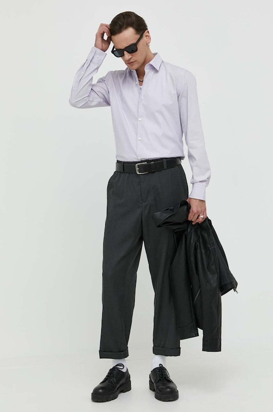 Odzież HUGO koszula bawełniana 50489863 fioletowy