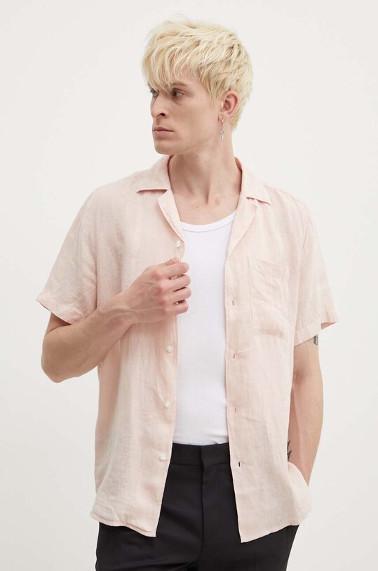HUGO cămașă de in roz 50490761