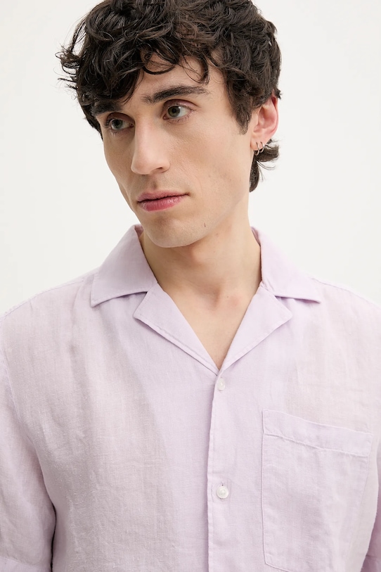 Льняная рубашка HUGO фиолетовой 50490761