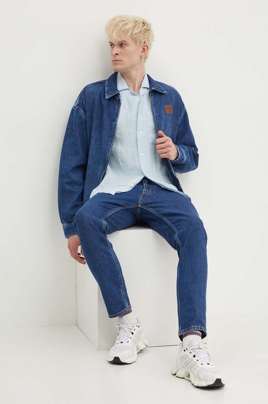 Îmbrăcăminte HUGO cămașă de in 50490761 albastru