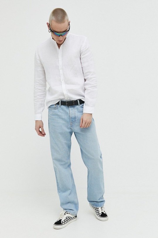 Ľanová košeľa HUGO 50490740 biela SS25