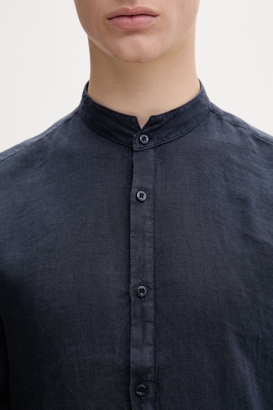 HUGO koszula męska lniana 50490740 granatowy