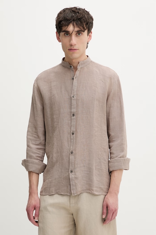 HUGO košile pánská lněná béžová 50490740