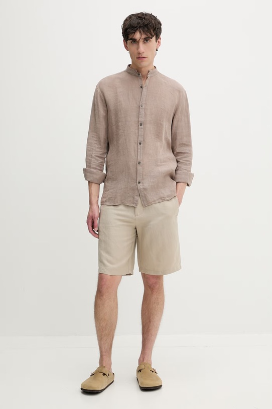HUGO košile pánská lněná 50490740 béžová SS26