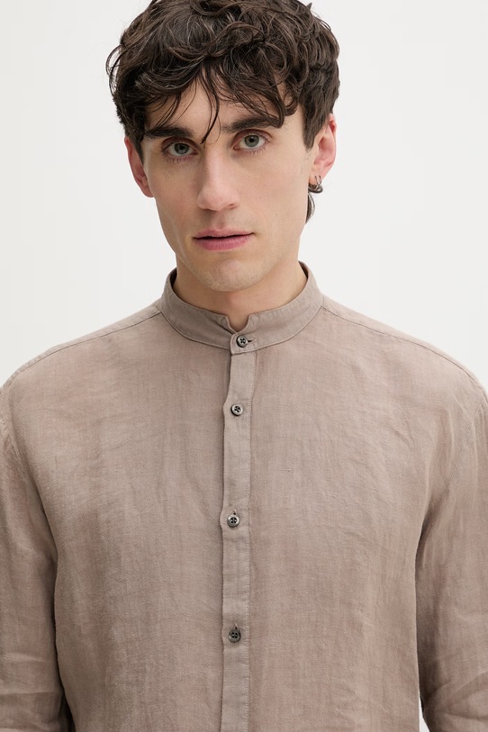 HUGO košile pánská lněná béžová 50490740