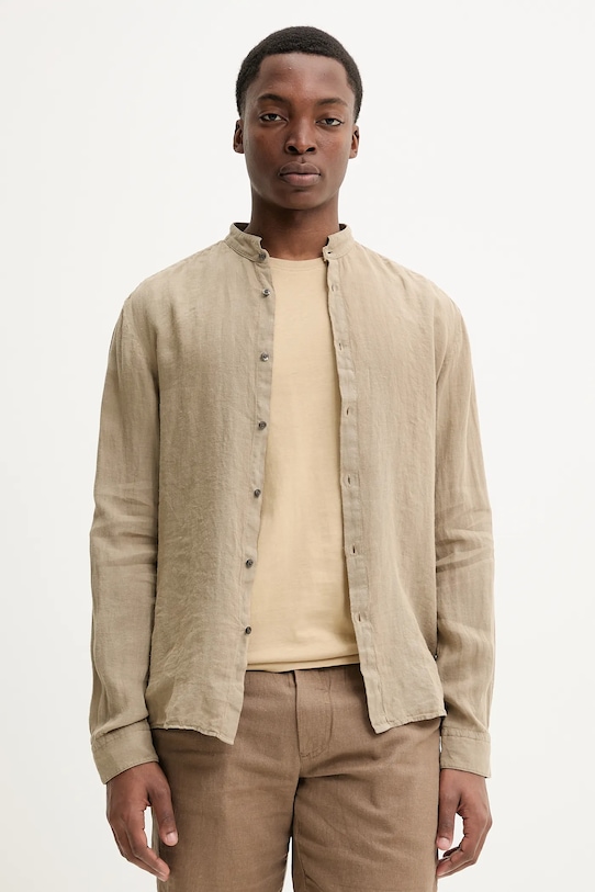 Льняная рубашка HUGO casual зелёный 50490740