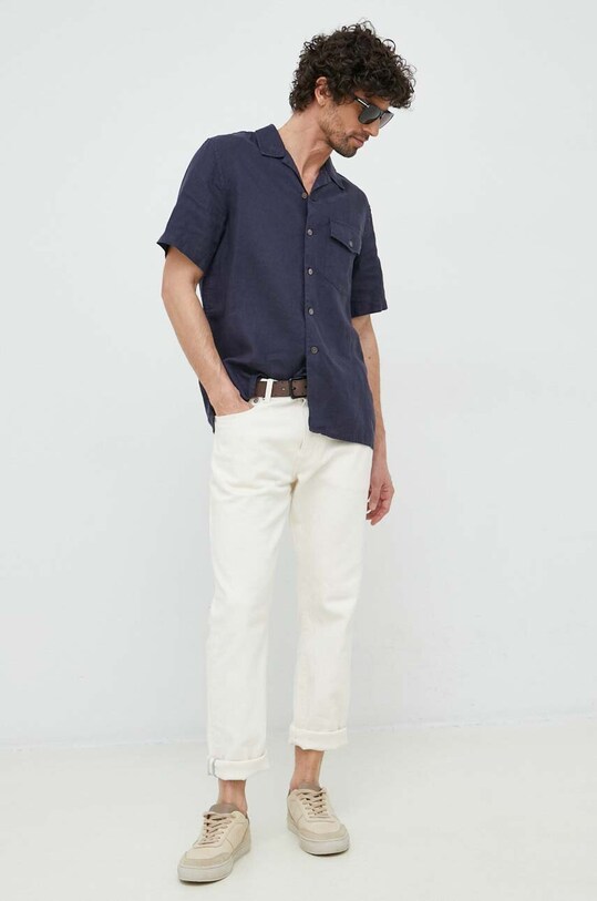 Îmbrăcăminte PS Paul Smith camasa de in M2R.082Y.K20289 bleumarin