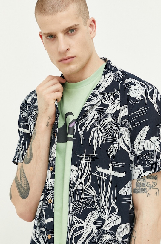 Protest koszula bawełniana wzorzyste granatowy 1710231